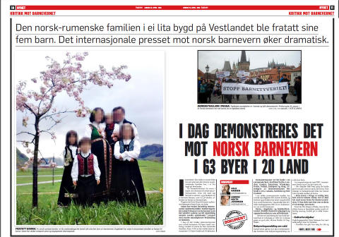 Newspapers in Norway are reporting about the April 16 worldwide protests against&nbsp;Barnevernet