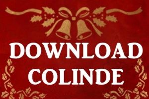 A red and gold christmas texture with bells and mistletoe.